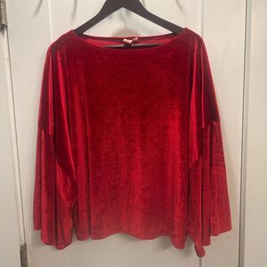 Urban Renewal Women's Red Velvet Blouse